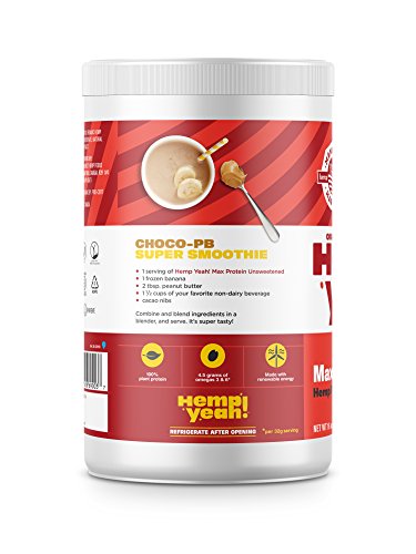 Manitoba Harvest Hemp Yeah! Organic Max Protein Powder, Unsweetened, 16oz; with 20g protein and 4.5g Omegas 3&6 per Serving, Keto-Friendly, Preservative Free, Non-GMO
