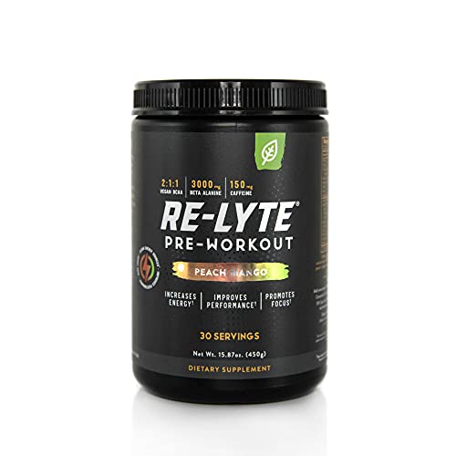 REDMOND Re-Lyte Pre-Workout Drink Mix, Peach Mango, 15.87oz