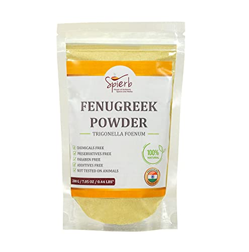 Spierb Fenugreek Powder 200 gm A Grade Ground Fenugreek for Hair Growth. Trigonella Foenum (Methi Powder)