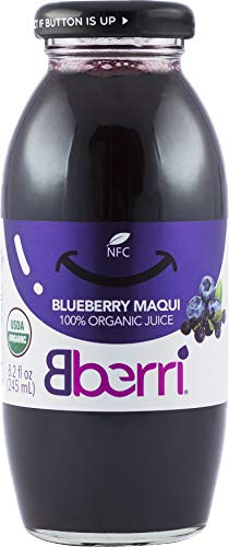 Bberri 100% Organic Blueberry & Maqui Berry Juice, Pack of 3 x 8.2 fl oz