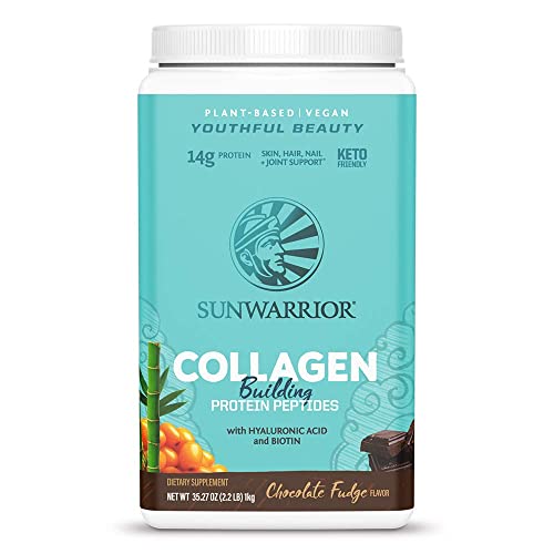 Sunwarrior Vegan Collagen Peptides Powder - Plant Based Vegan Collagen Powder, Organic Collagen Protein Powder, Hyaluronic Acid, Biotin, No Sugar, Dairy, or Soy, Non-GMO, Vegan Collagen Supplements