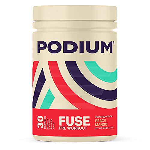 Podium Nutrition, Fuse Pre Workout Powder, Peach Mango, 30 Servings, Beta Alanine and Caffeine for Energy, Gluten Free, Soy Free, Dairy Free