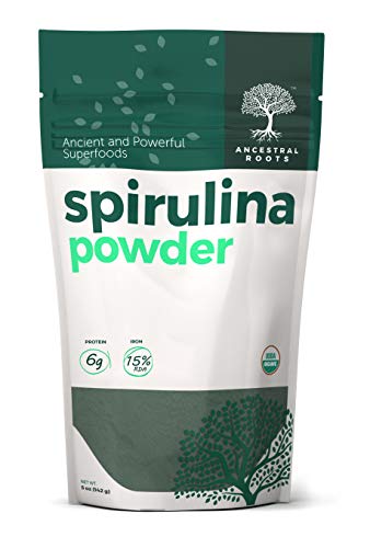 Ancestral Roots Organic Spirulina Powder - 100% Pure, USDA Certified Organic Spirulina Powder -5oz (2 Count)