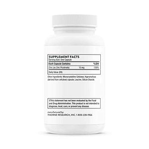 Thorne Research - Zinc Picolinate 15 mg - Highly Absorbable Zinc Supplement to Support Growth, Immune Function, and Reproductive Health - 60 Capsules