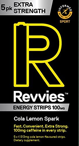 Revvies Extra Strength Energy Strips | Cola Lemon | 15 Strips | 100mg Caffeine Strip | 1 Strip = 1.25 x Energy Drink | Less Than 2 Calories | Vegan | 3 x 5PK