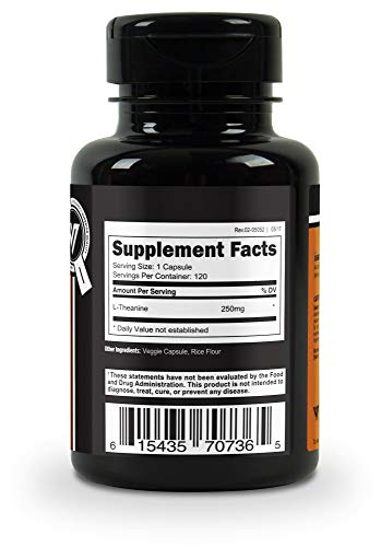 VitaDirect Premium Pure L-Theanine Capsules 250 mg (Theanine), 120 Vegetarian Capsules, Non-GMO, Gluten Free