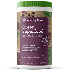 Amazing Grass Green Superfood Antioxidant: Organic Plant Based Antioxidant and Wheat Grass Powder for Full Body Recovery,60 Servings & Green Superfood: Super Greens Powder with Spirulina, 60 Servings