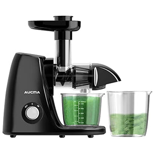 Aucma Juicer Machine,Slow Juicer Extractor,Cold Press Juicer with Quiet Motor and Reverse Function,Masticating Juicer Machine with Brush Recipes,for High Nutrient Fruit Vegetable Juice (Black)