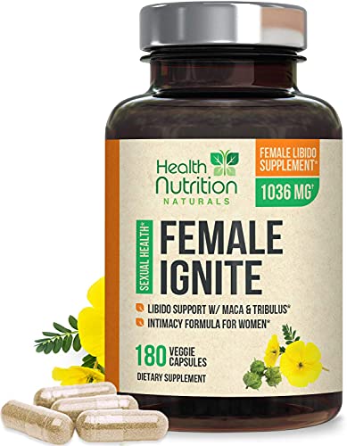 Women's Libido Supplement with Maca, Tribulus & Horny Goat Weed 1000mg for Excitement, Desire & Energy Vitamins for Women - B12, Red Panax Ginseng, Dong Quai & Gingko - 180 Capsules