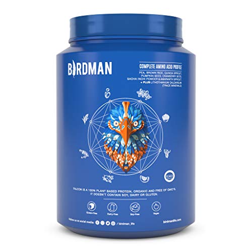 Birdman Falcon Premium Organic Plant Based Protein Powder, Vegan, Low Net Carbs, Keto, No Sugar Added, Non Dairy, Gluten-Free, Soy-Free, Lactose-Free, Non-GMO, Chai Flavor 33 Servings, 2.18lb