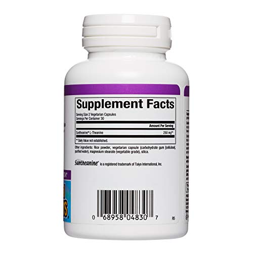 Stress-Relax Suntheanine L-Theanine 125 mg by Natural Factors, Non-Drowsy Stress Support for Mental Calmness and Relaxation, 60 capsules (30 servings)