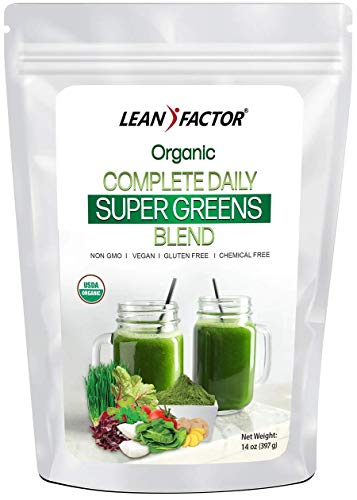 Organic Super Greens Blend - Complete Daily Superfood Formula - Barley Grass + Wheatgrass + Spirulina + Spinach + Broccoli + Alfalfa + Moringa & More - Non GMO, Vegan, Gluten Free, Kosher - 14 Ounces