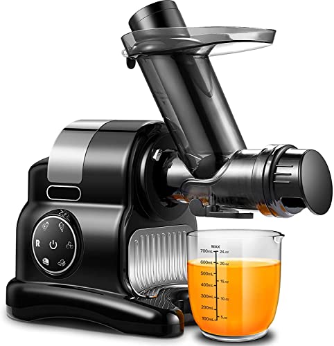 Cold Press Juicer, 5-In-1 Slow Masticating Juicer With Slicer/Chopper Attachment, Juice And Vegetable Extractor With Meat Grinder
