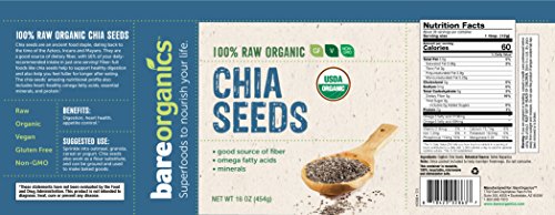 BareOrganics Chia Seeds | USDA Organic, Vegan, Non-GMO, Gluten-Free, 16oz