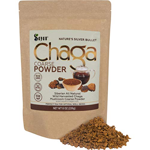 Sayan Siberian Raw Ground Chaga Powder 8 Oz (226g) - Wild Forest Mushroom Tea, Powerful Adaptogen Antioxidant Supplement, Support for Immune System, Digestive Health and Helps Inflammation Reduction