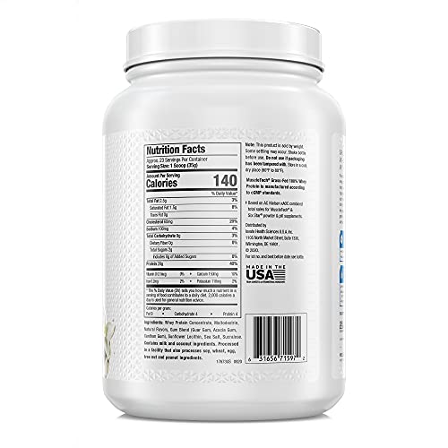 Grass Fed Whey Protein | MuscleTech Grass Fed Whey Protein Powder | Protein Powder for Muscle Gain | Growth Hormone Free, Non-GMO, Gluten Free | 20g Protein + 4.3g BCAA | Deluxe Vanilla, 1.8 lbs