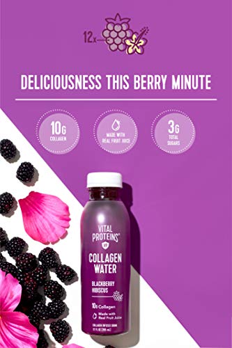 Vital Proteins Collagen Water™, 10g of Collagen per Bottle & Made with Real Fruit Juice, Dairy & Gluten Free - BlackBerry Hibiscus, 4 Pack