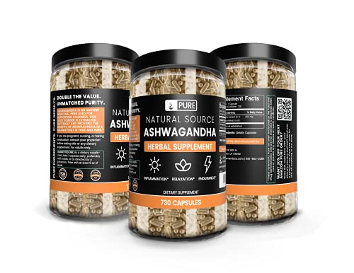 Ashwagandha Root (730 Capsules) Pure & Natural, No Fillers, Made in USA, Gluten-Free