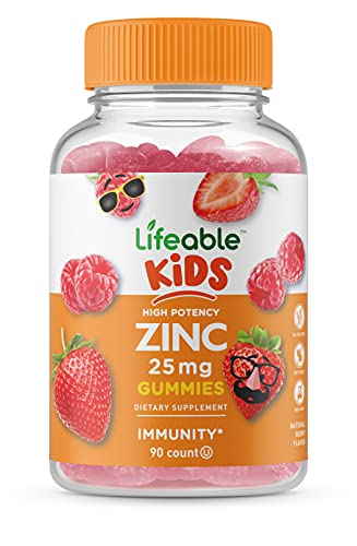 Lifeable Zinc Gummies for Kids – 25mg – Great Tasting Natural Flavor Gummy Supplement Vitamins – Gluten Free Vegetarian GMO-Free Chewable – for Healthy Immune Support – 90 Gummies