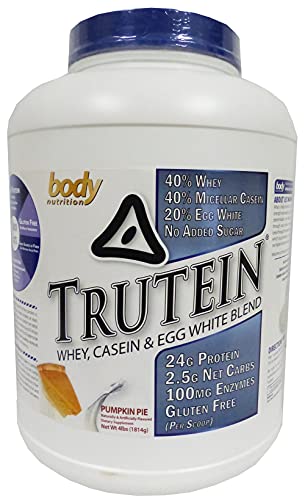 Body Nutrition Trutein Pumpkin Pie 4lb Protein Shakes/Shake, Meal Replacement Drink Mix, Post/Pre Workout Recovery Shake Powder, Breakfast Shake