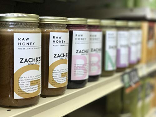 Unfiltered Raw Honey by Zach & Zoe Sweet Bee Farm – Pure Farm Raised Honey Packed with Powerful Anti-oxidants, Amino Acids, Enzymes, and Vitamins! (Ginger -16oz)