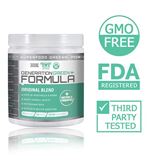 Generation Greens Powder | Organic Superfood Powder with Spirulina, Chlorella, Wheat Grass | 60 Powerful Super Foods, Probiotics, Enzymes | GMO Free (15 Servings, Berry Blast)