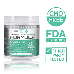Generation Greens Powder | Organic Superfood Powder with Spirulina, Chlorella, Wheat Grass | 60 Powerful Super Foods, Probiotics, Enzymes | GMO Free (15 Servings, Berry Blast)