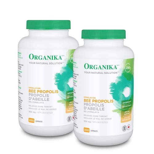 2 Bottles x Organika Himalayan Bee Propolis, 500mg, 200 Capsules