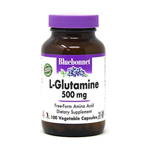 Bluebonnet Nutrition L-Glutamine 500mg, Supports Immune Function*, Nitrogen Transporter*, Soy-Free, Gluten-Free, Non-GMO, Kosher Certified, Vegan, 100 Vegetable Capsules, 100 Servings