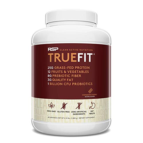 RSP TrueFit - Whey Protein Powder Meal Replacement Shake, Grass Fed Whey + Organic Fruits & Veggies, Fiber & Probiotics, Non-GMO, Gluten Free, Keto