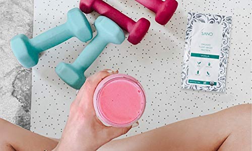 SANO Organic Vanilla Bean Plant Based Protein Powder, Vegan, Keto Friendly, Low Net Carbs, Non Dairy, Gluten Free, Sugar Free, Lactose Free, Soy Free, Non-GMO, 28 Single Serving Packets