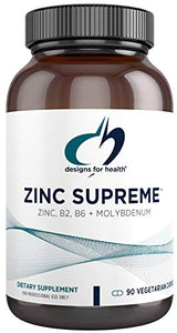 Designs for Health Zinc Supreme - 30mg Zinc Bisglycinate Chelate Supplement with Cofactors Taurine, Vitamin B6, B2 + Molybdenum - Immune Support Supplement - Vegan + Non-GMO (90 Capsules)