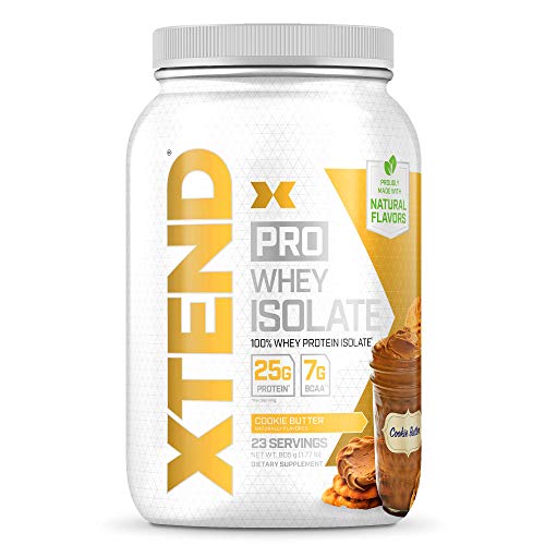 XTEND Pro Protein Powder Cookie Butter | 100% Whey Protein Isolate | Keto Friendly + 7g BCAAs with Natural Flavors | Gluten Free Low Fat Post Workout Drink | 1.8lbs