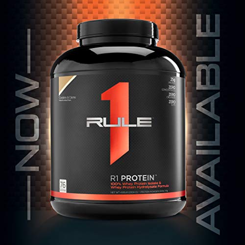 Rule One Proteins, R1 Protein - Cookies & Crème, 25g Fast-Acting, Super-Pure 100% Isolate and Hydrolysate Protein Powder with 6g BCAAs for Muscle Growth and Recovery,5 Pounds, 76 Servings