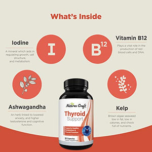 Energizing Natural Thyroid Support Supplement - Thyroid Supplement with Thyroid Vitamins Iodine B12 Selenium Ashwagandha and More - Natural Energy Supplement for Mood Enhancer and Thyroid Health