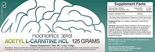 Acetyl L-Carnitine Powder | HCL Form | 125 Grams | ALCAR | Amino Acid Supplement | Energy Supplement | Supports Mitochondrial Function, Weight Loss, and Healthy Aging