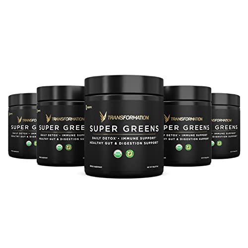 Organic Super Greens Superfood Powder - Immune & Energy Support | Made with Natural Ingredients | Detoxifying & Alkalizing Minerals - Spirulina, Chlorella, Wheatgrass, Spinach, Alfalfa & More (5)
