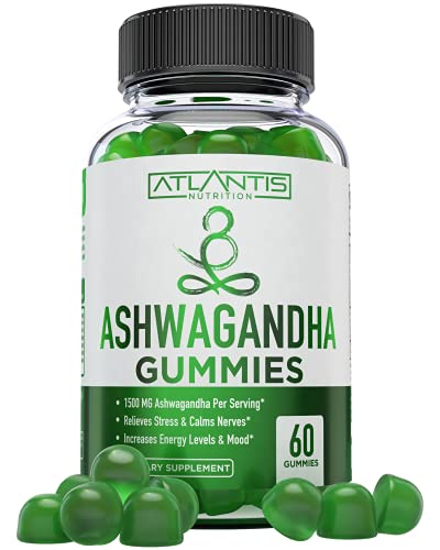 Ashwagandha Gummies - 1500MG Ashwagandha Per Serving - Relieves Stress, Improves Mood, Boosts Energy Levels & Strengthens Immune System - Formulated with Vitamin D & Zinc - Vegan - 60 Gummies