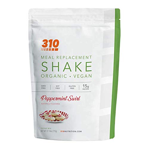 Vegan Organic Plant Protein Powder and Meal Replacement Shake - By 310 Nutrition - Gluten, Dairy and Soy Free - 0g of Sugar | Keto and Paleo Friendly… (Peppermint Swirl, 28 Servings)
