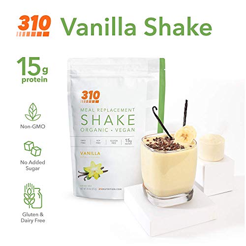 Vegan Organic Plant Protein Powder and Meal Replacement Shake - By 310 Nutrition - Gluten, Dairy and Soy Free - 0g of Sugar | Keto and Paleo Friendly… (Vanilla, 28 Servings)