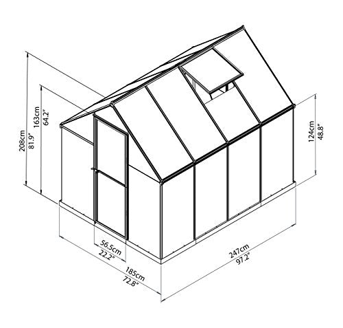 Palram HG5508G-1B Hybrid Hobby Greenhouse, 6' x 8' x 7', Forest Green