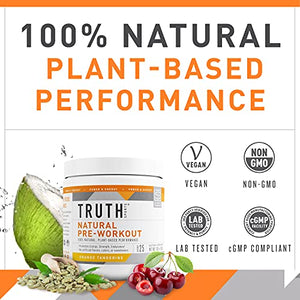 Truth Nutrition All Natural Pre Workout Powder - Clean Pre Workout for Men Keto - Pre Workout Women Plant Based Vegan Preworkout Powder - Natural Preworkout for Women and Men (Orange Tangerine)