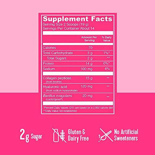 Vital Proteins Beauty Collagen Peptides Powder Supplement for Women, 120mg of Hyaluronic Acid, 15g of Collagen Per Serving, Enhances Skin Elasticity and Hydration, Tropical Hibiscus, 9.6oz Canister