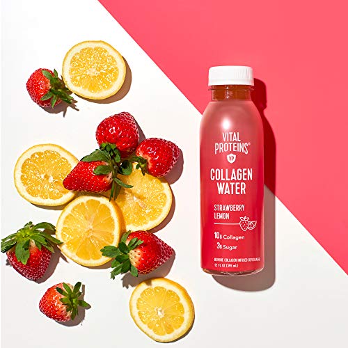 Vital Proteins Collagen Water™, 10g of Collagen per Bottle, Made with Real Fruit Juice, Dairy & Gluten Free - Strawberry Lemon, 12 Pack