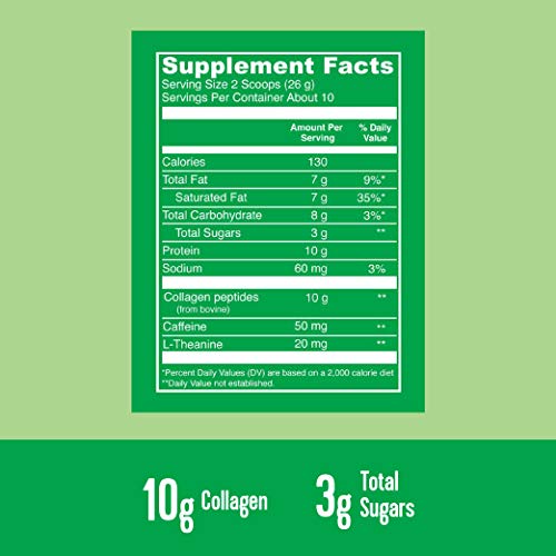 Vital Proteins Matcha Lattes, Matcha Green Tea Collagen Latte Powder, L-Theanine & Caffeine & MCTs - Supporting Healthy Hair, Skin, Nails - Vanilla