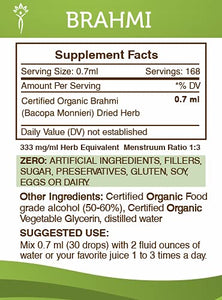 Brahmi Tincture Alcohol Liquid Extract, Organic Brahmi (Bacopa Monnieri) Dried Herb (2x4 FL OZ)