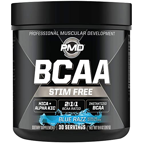 PMD Sports CG5 - Premium Creatine and L-Glutamine Powder (60 Servings) & PMD Sports BCAA Stim Free Amino Acids for Enhanced Recovery – Blue Razz (30 Servings)