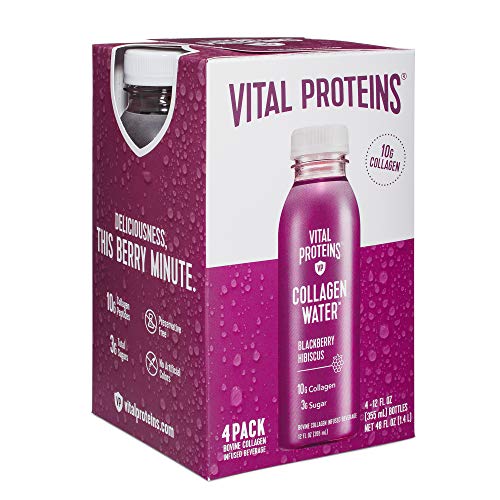 Vital Proteins Collagen Water™, 10g of Collagen per Bottle & Made with Real Fruit Juice, Dairy & Gluten Free - BlackBerry Hibiscus, 4 Pack