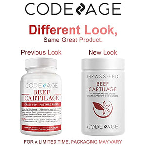 Codeage Grass Fed Beef Cartilage Supplement - Freeze Dried, Non-Defatted, Desiccated Beef Tracheal Bovine Cartilage & Liver Pills – Pasture Raised Argentina Beef Vitamins - Non-GMO -180 Capsules