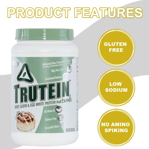 Body Nutrition Trutein Protein Powder - Naturals CinnaBun 2lb Whey - Natural Low Carb Keto Friendly Drink, EAN Muscle Builder, Weight Loss, Workout, Recovery